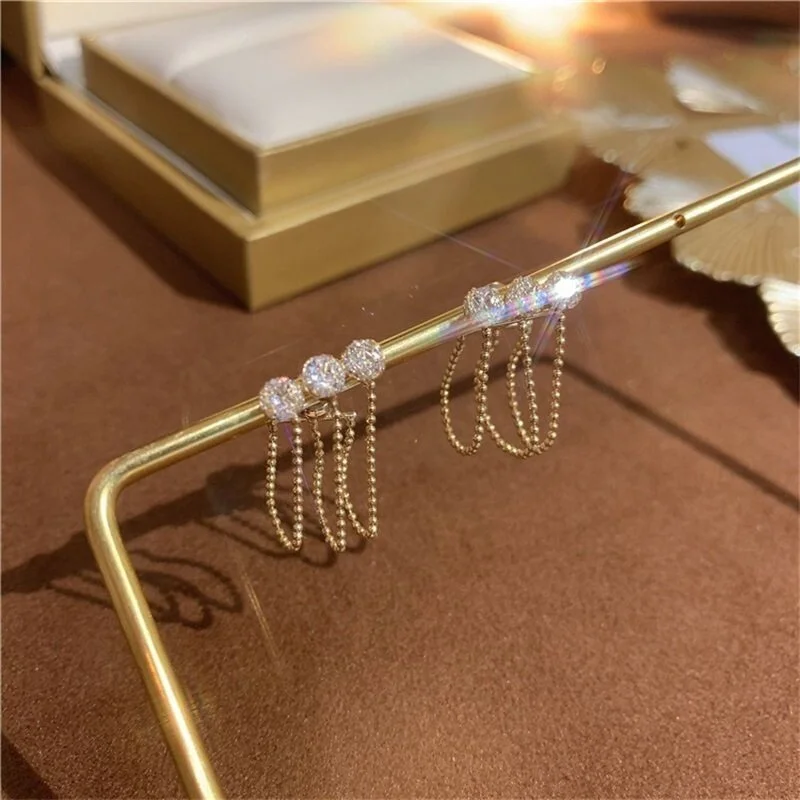 50%OFF丨Metal mesh zircon chain tassel earrings