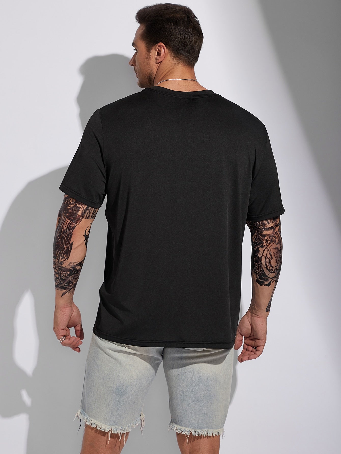 Extended Sizes Men Playing Card Print Tee