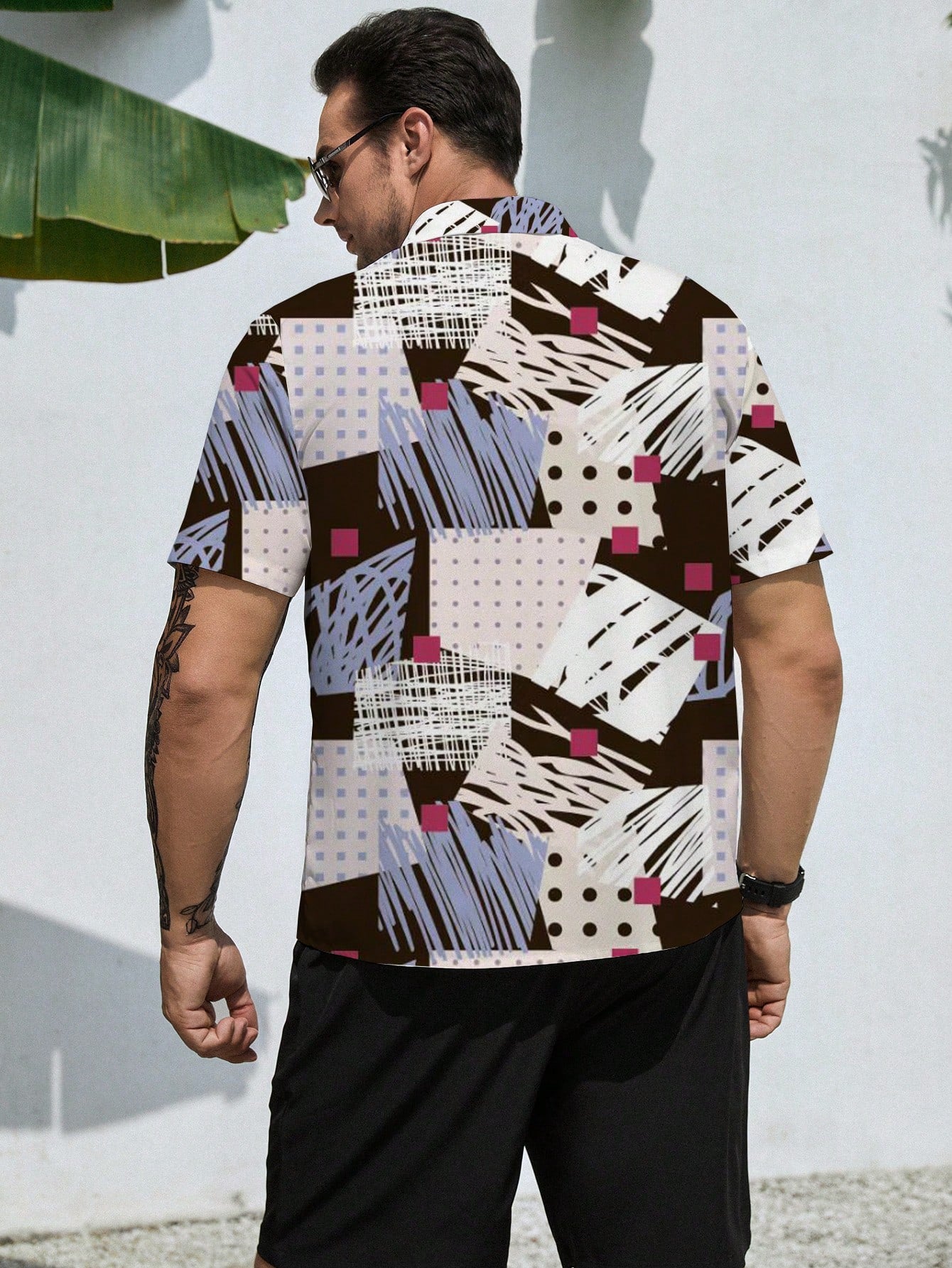 Extended Sizes Men Geo Print Shirt
