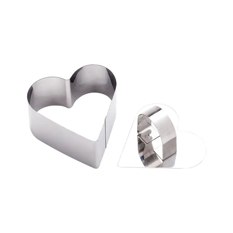 Pastry Tek Stainless Steel Heart Pastry Ring Mold with Press 3.2 x 1.6 inch 1 count box