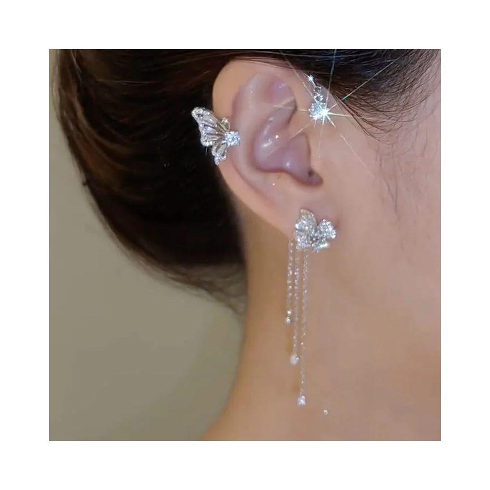 ⚡50% OFF-Black Friday Sale🔥 Butterfly Flower Tassel Shiny Zircon Earrings